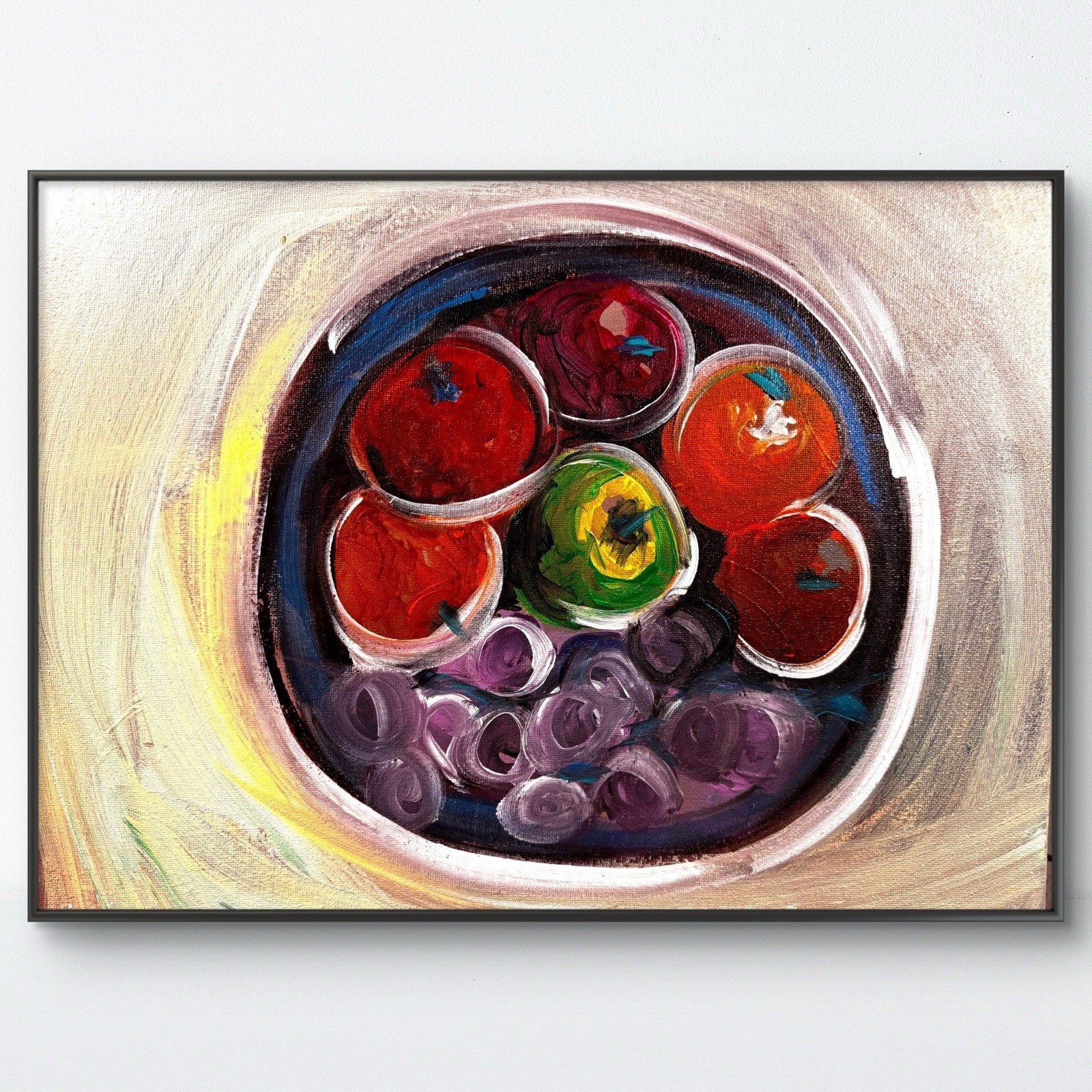 SAMATOWIC Fruit Bowl 12x16 Canvas Expressionism Multicolor Original Kitchen Art