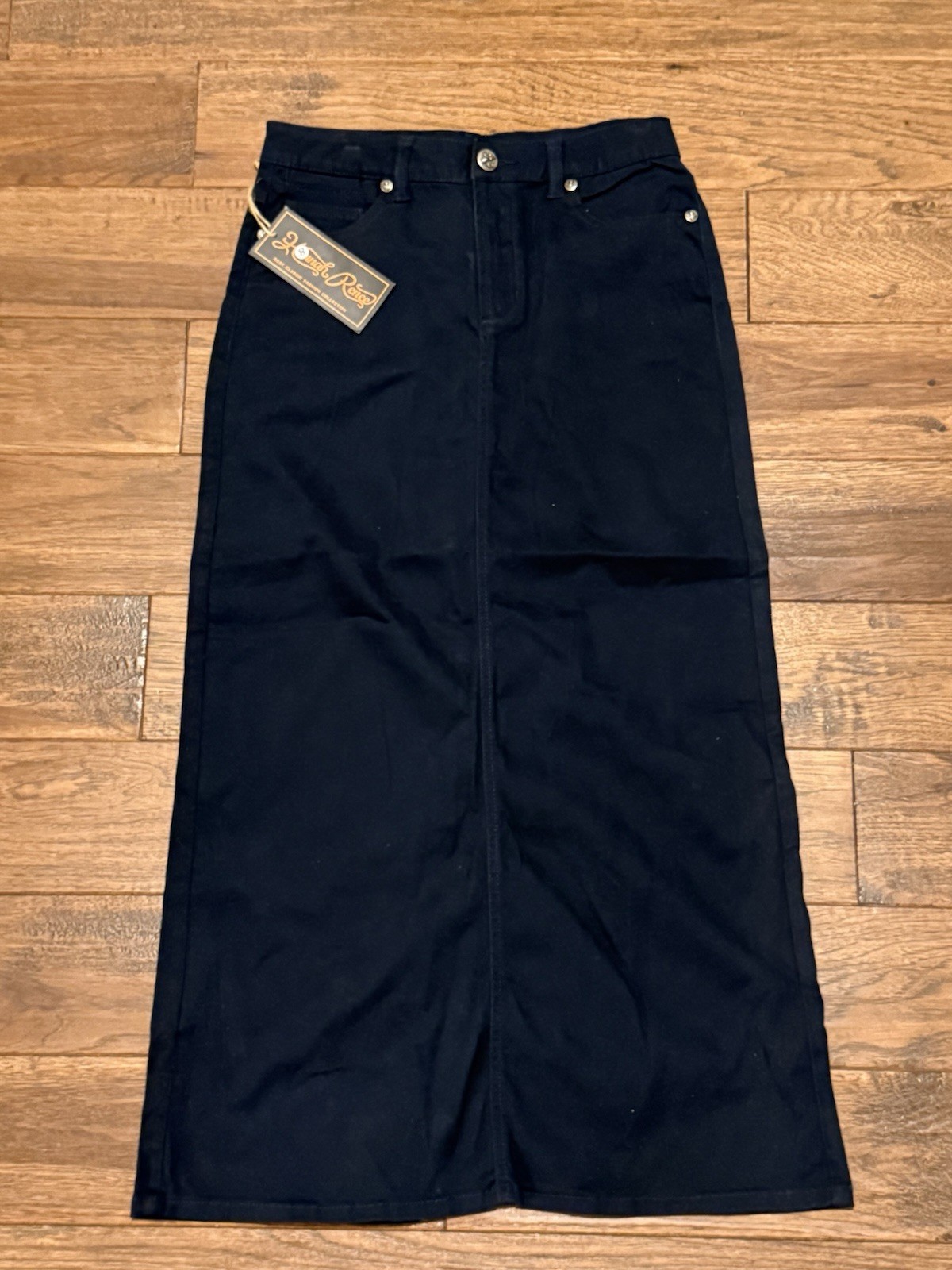 Hannah Renee Navy Solid Long Skirt Straight Hannah Renee Navy Solid Long Skirt Straight