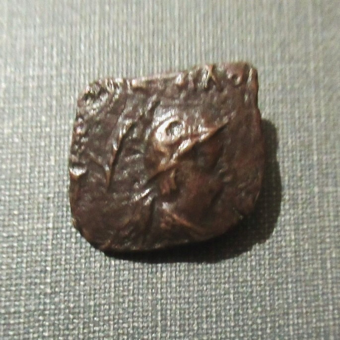 BAKTRIA, Greco-Baktrian Kingdom. Eukratides I Megas. 170-145 BC. Æ16 Dioskouroi