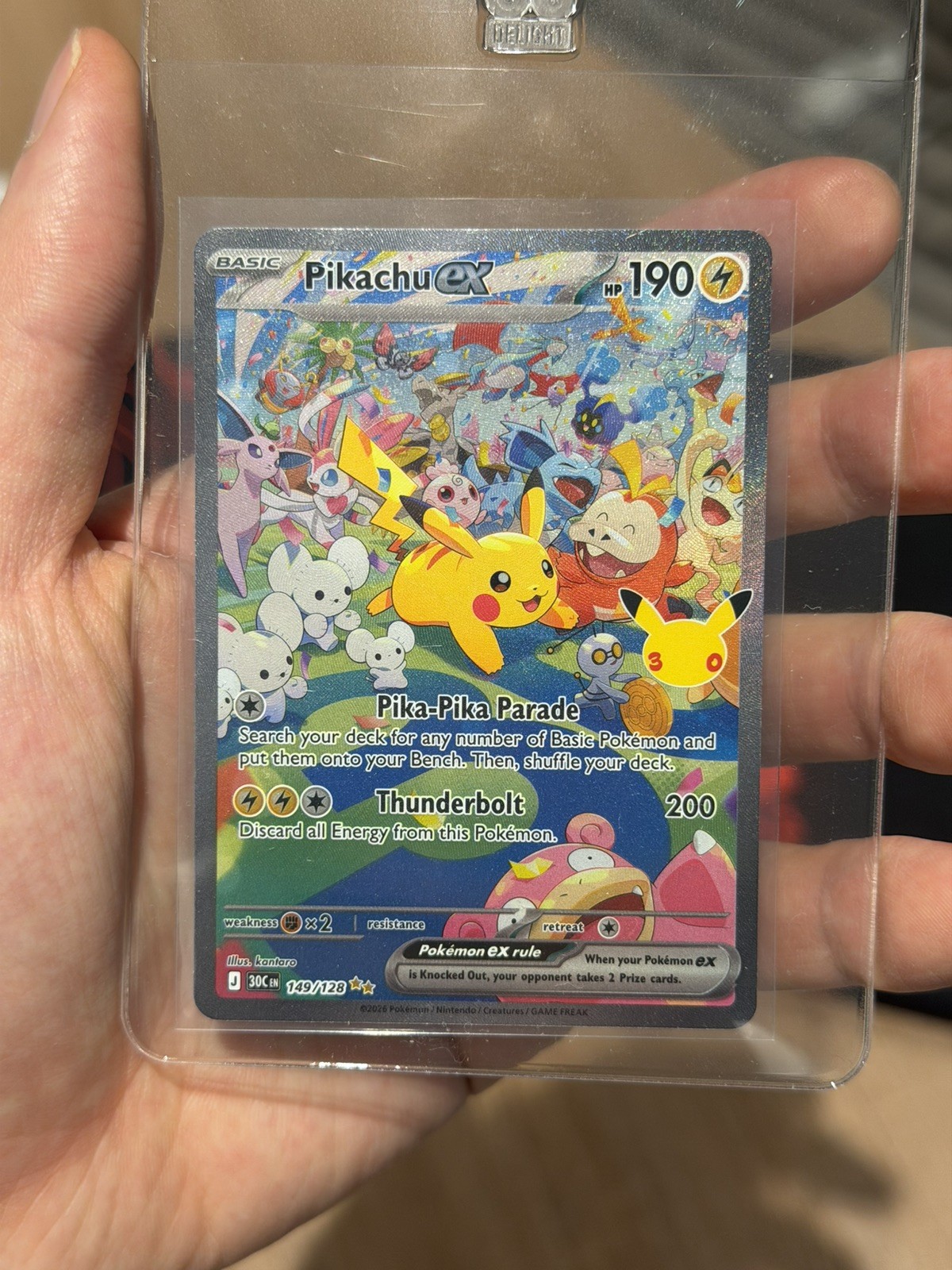 Pikachu ex 149/128 — 30th Anniversary Special Illustration Rare (SIR)- In Hand Pikachu ex 149/128 — 30th Anniversary Special Illustration Rare (SIR)- In Hand