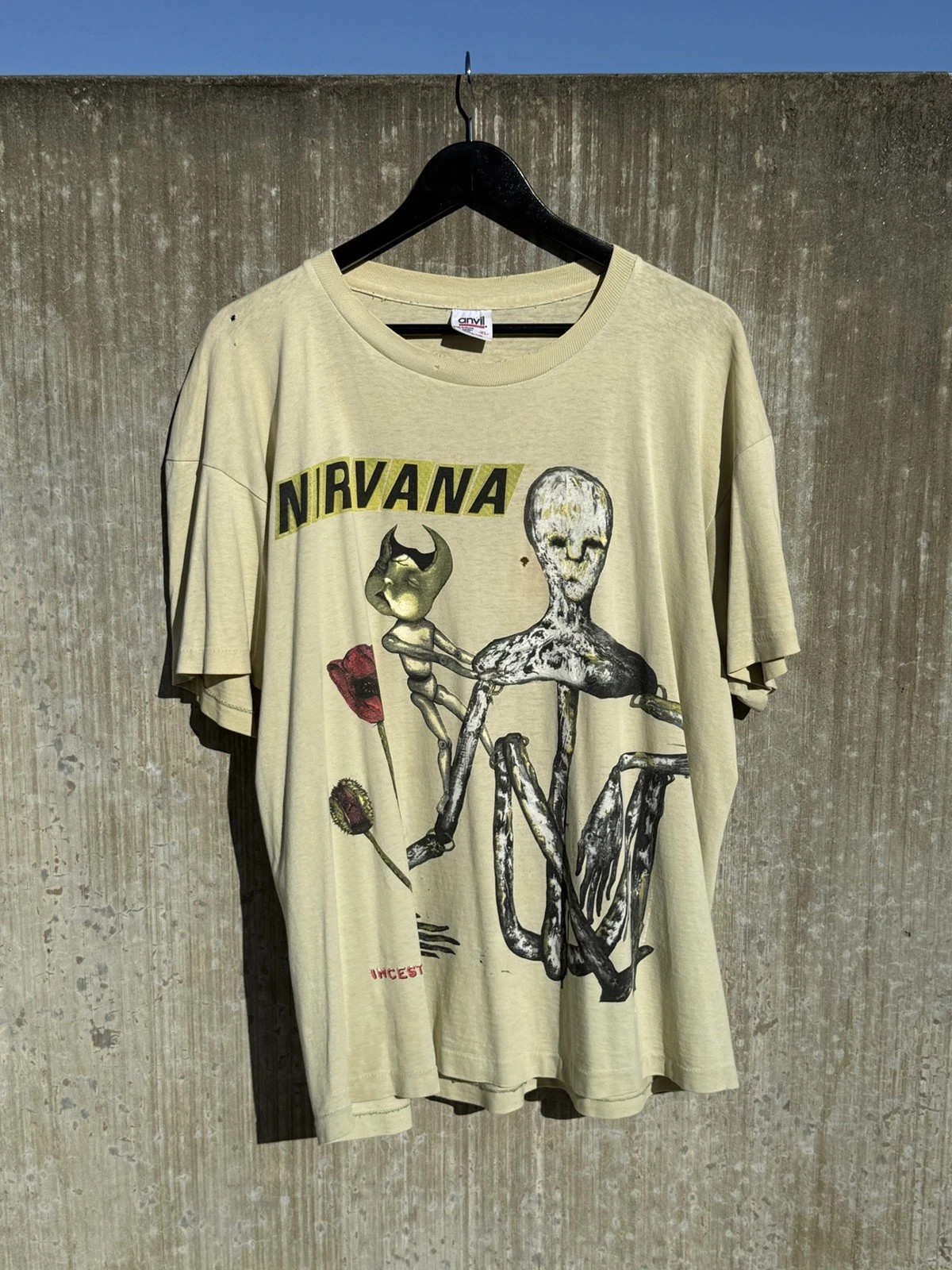 Rare Nirvana Band Incesticide 1993 Beige Colour S  to 5XL Concert Shirt
