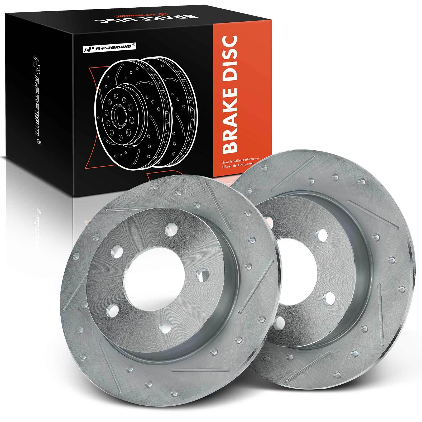 A-Premium Rear Side Drilled Brake Rotors for Mazda 3 2004-2013 10.43 in (265 mm)