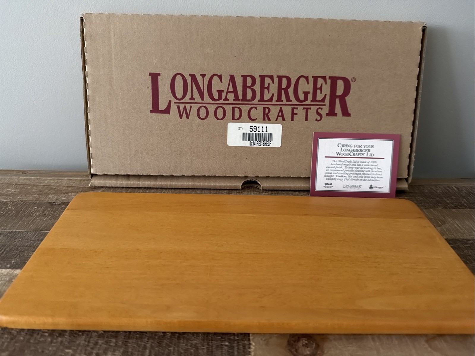 Longaberger WoodCrafts Classic Stain 6x14 SHELF for Wrought Iron SM BAKER\'S RACK Longaberger WoodCrafts Classic Stain 6x14 SHELF for Wrought Iron SM BAKER\'S RACK