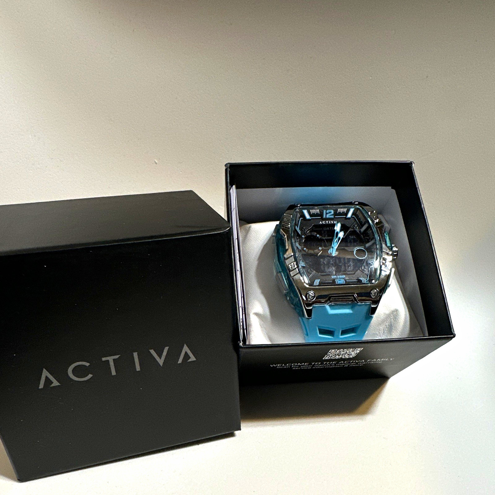 Activa Quartz Analog/Digital Chronograph 44-47.9mm Blue Silicone w/ Box Activa Quartz Analog/Digital Chronograph 44-47.9mm Blue Silicone w/ Box