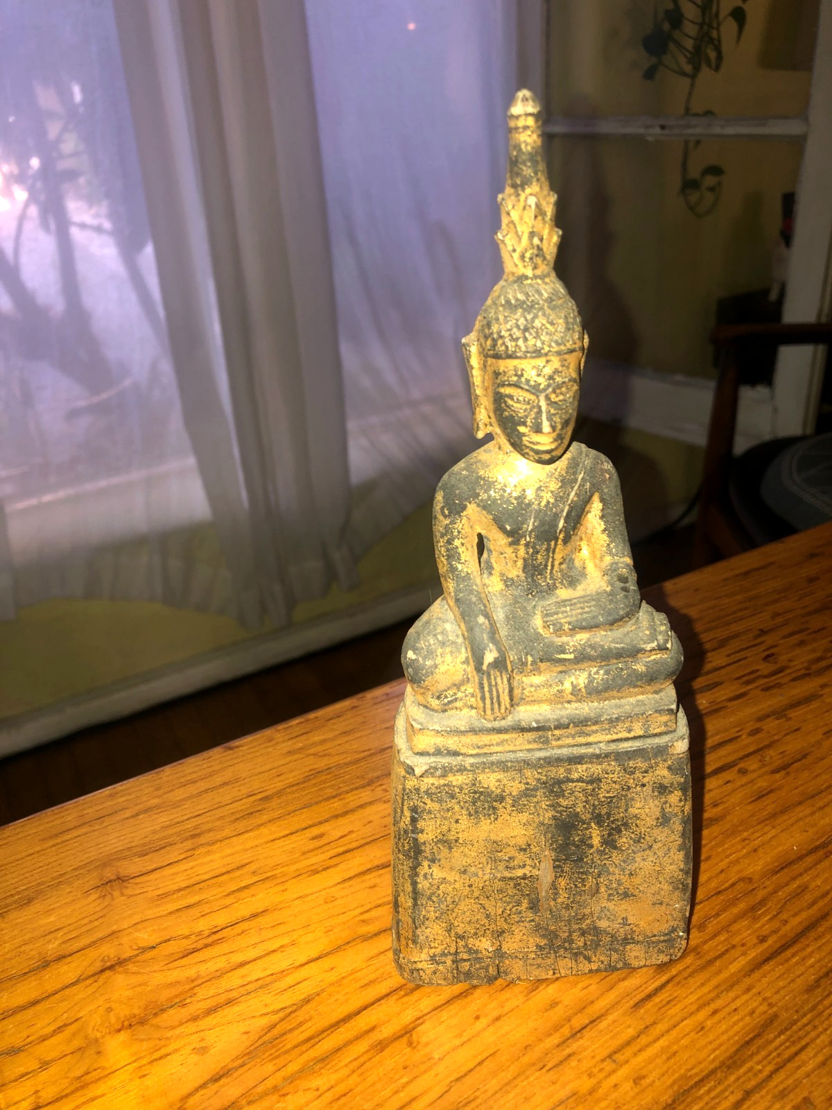 Antique 19th Century Burma/Shan State Gilded Carved Wood Buddha Statue Antique 19th Century Burma/Shan State Gilded Carved Wood Buddha Statue