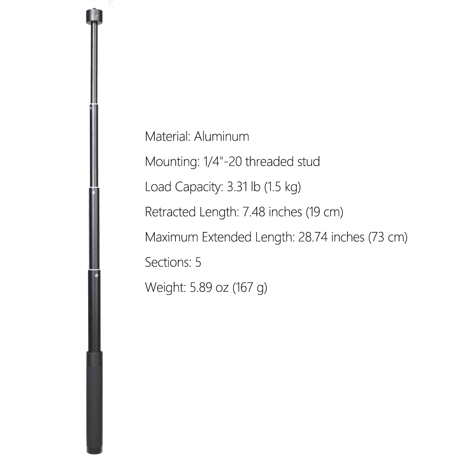 Feiyu V3 Adjustable Extension Pole for Gimbal & Action Cam, 5 Sections, 28\
