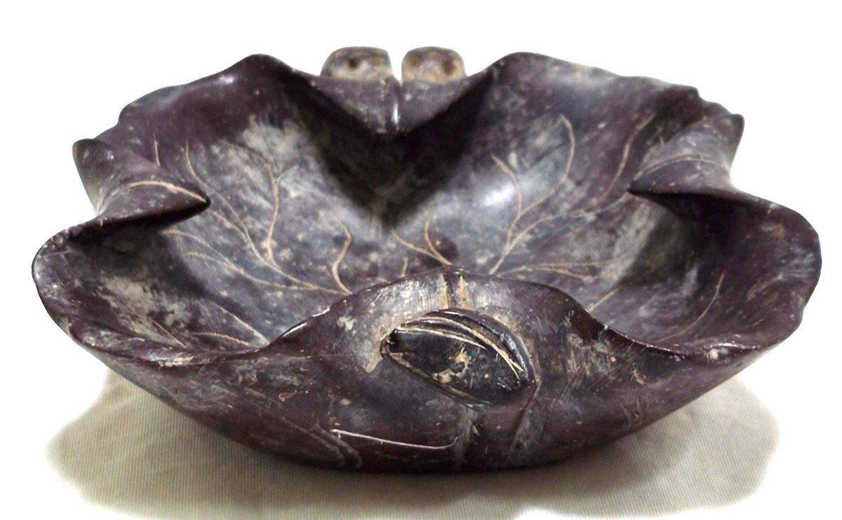 Vintage Chinese Carved Soapstone Lotus Leaf Brush Washer Scholar Dish 5