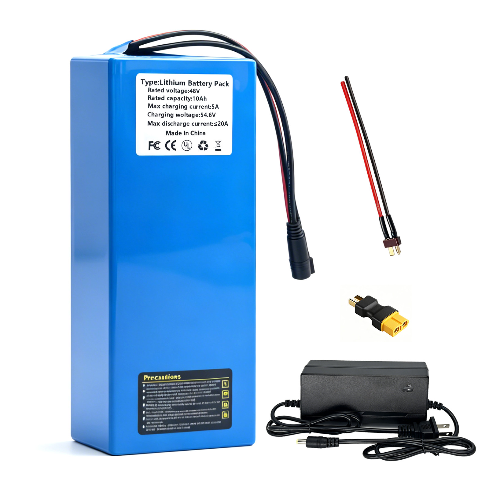 48V e-bike Lithium Battery, 48V 10Ah Battery Pack for 100W-1000W Motors