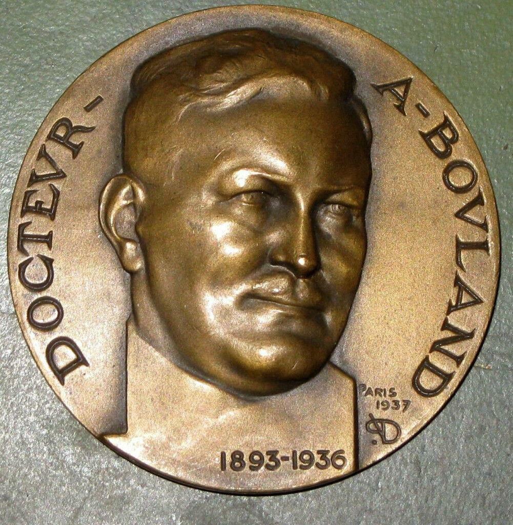1937 French Bronze Medal Plaque Honoring Doctor A. Bouland 1937 French Bronze Medal Plaque Honoring Doctor A. Bouland