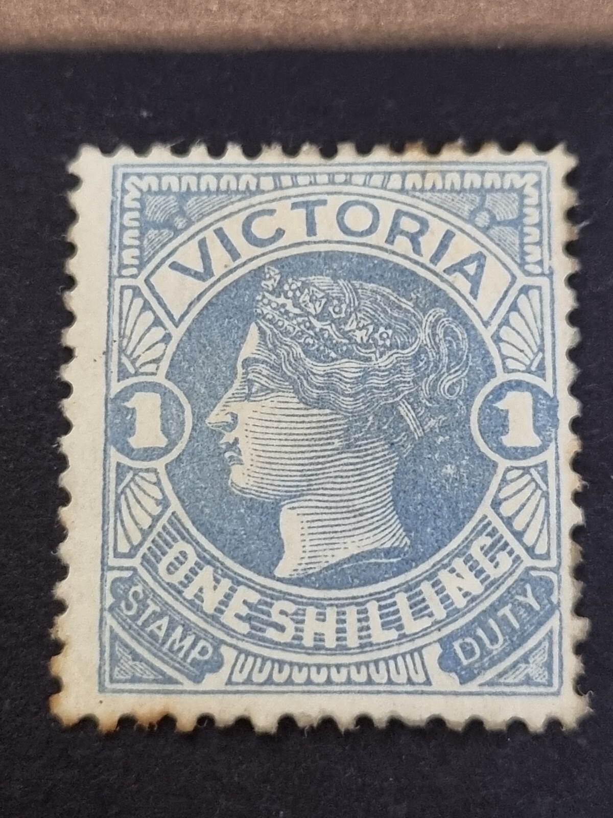 1885-86 Victoria Australia 1/- (One Shilling) QV Blue Stamp Duty Mint SG294 Rare