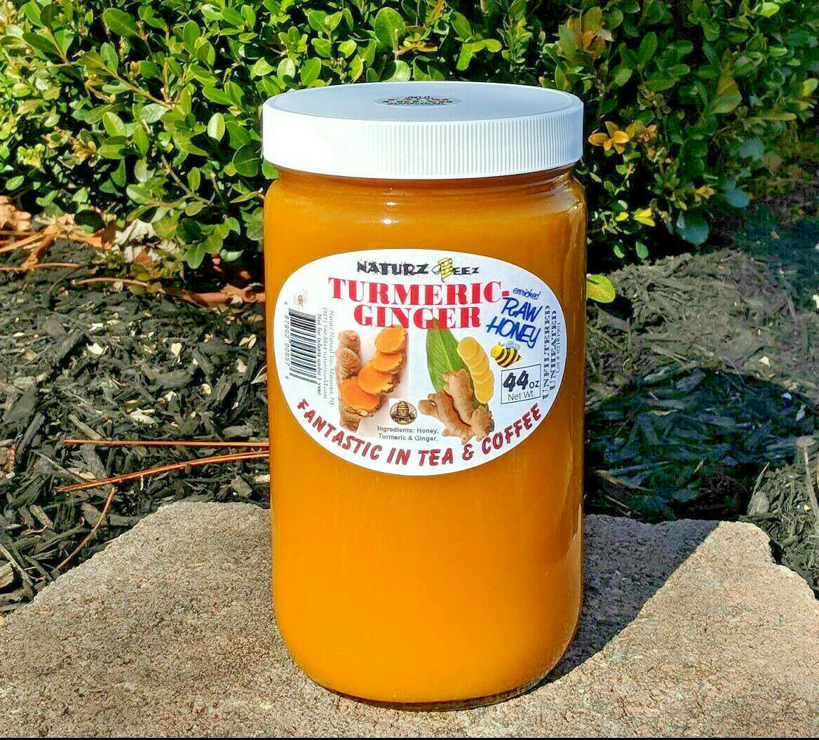 RAW HONEY with TURMERIC & GINGER 44oz 100% PURE RAW UNFILTERED USA HONEY