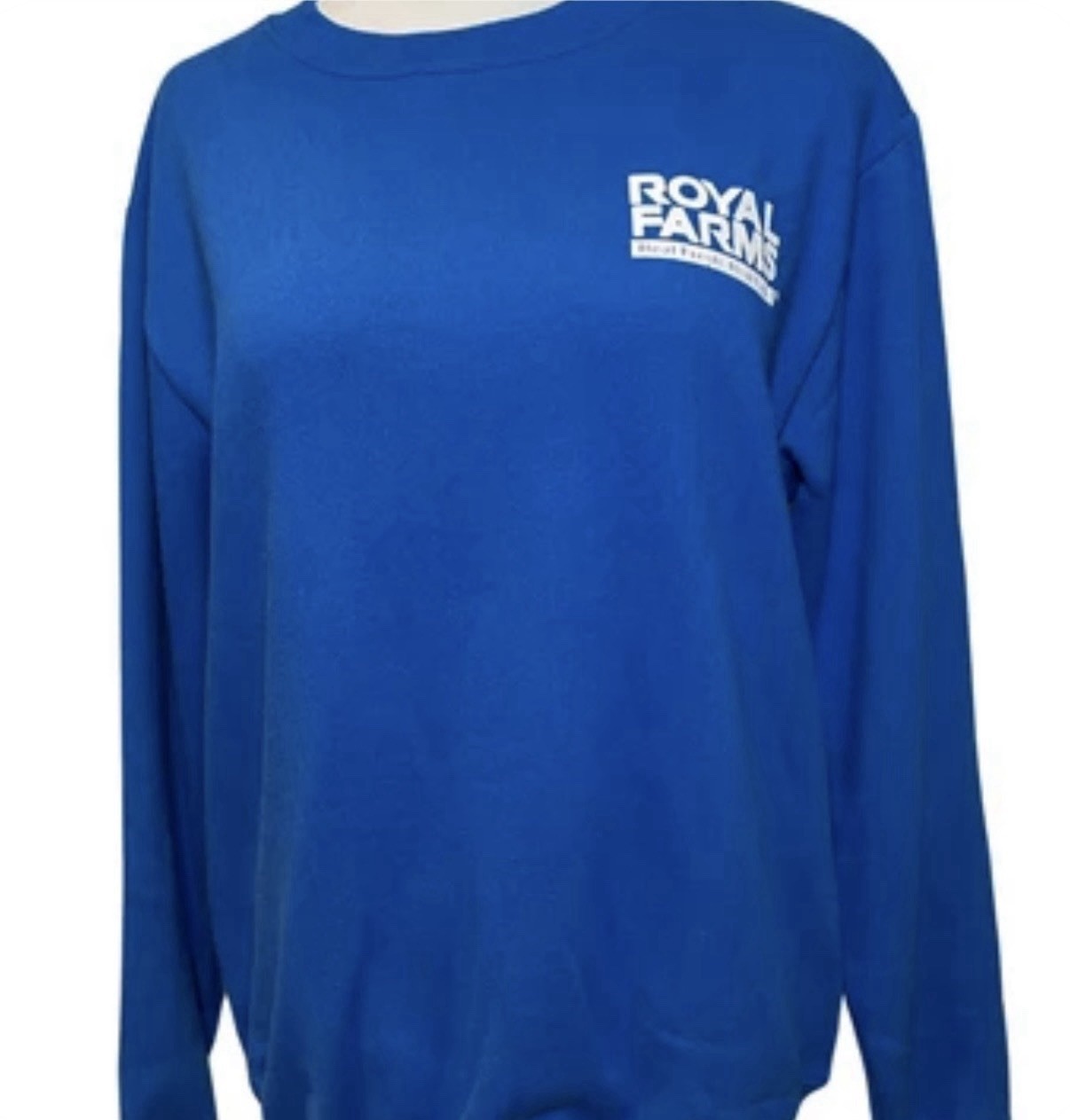 ROYAL FARMS RoFo Blue Crewneck Sweatshirt XXL Unisex NEW ROYAL FARMS RoFo Blue Crewneck Sweatshirt XXL Unisex NEW