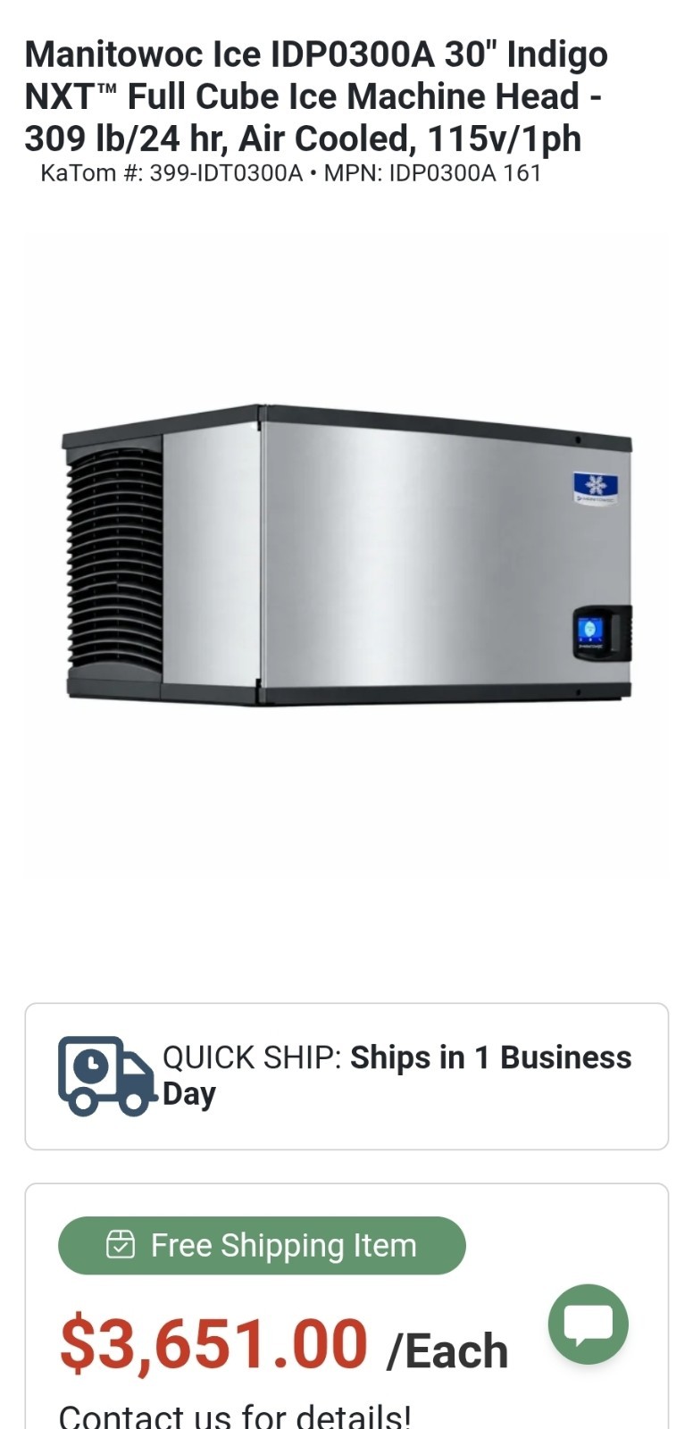 Manitowoc IDP0300A Indigo NXT™ 30\
