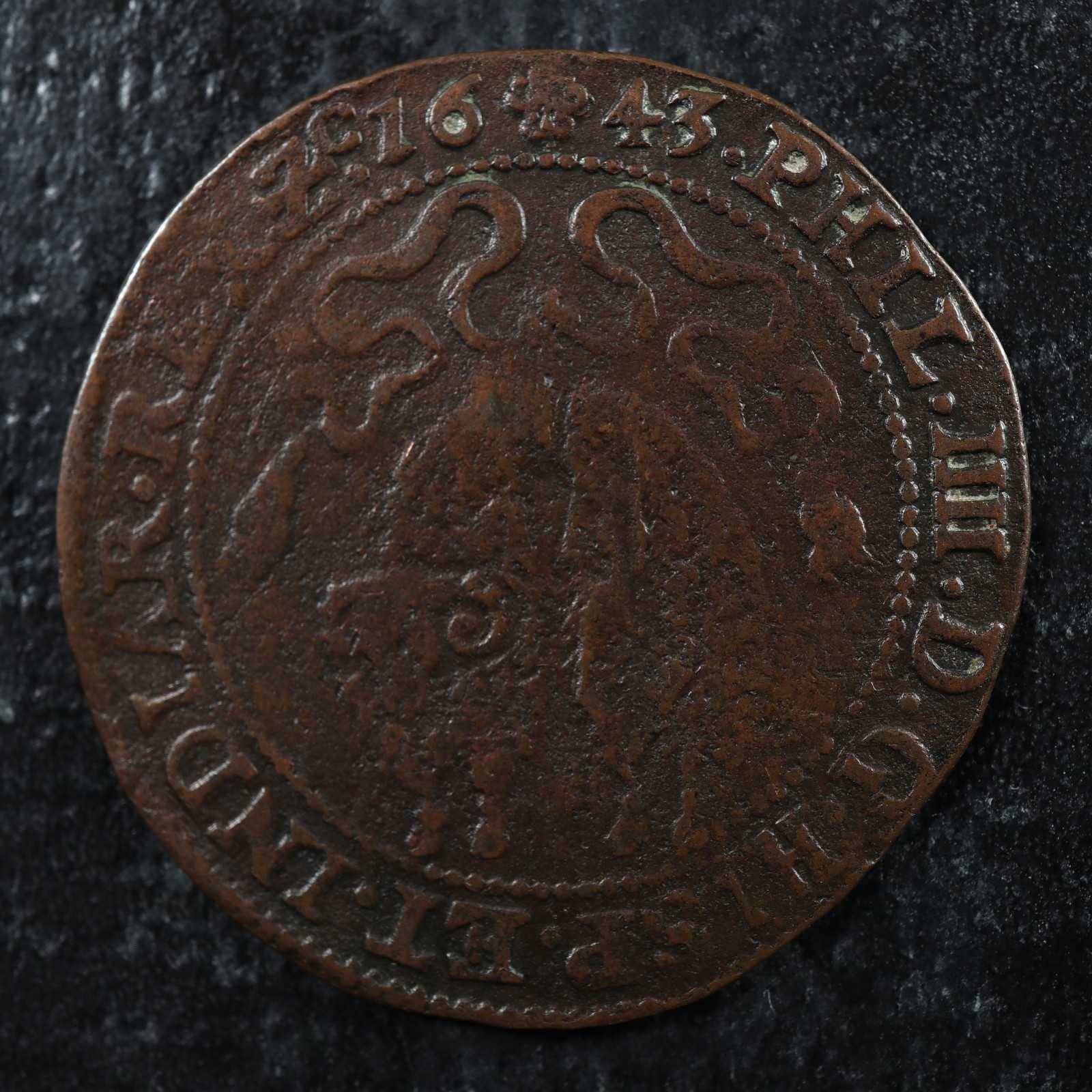 Bureau des Finances 1643 Bruxelles Southern Netherlands Jeton/Token Philippe IV Bureau des Finances 1643 Bruxelles Southern Netherlands Jeton/Token Philippe IV