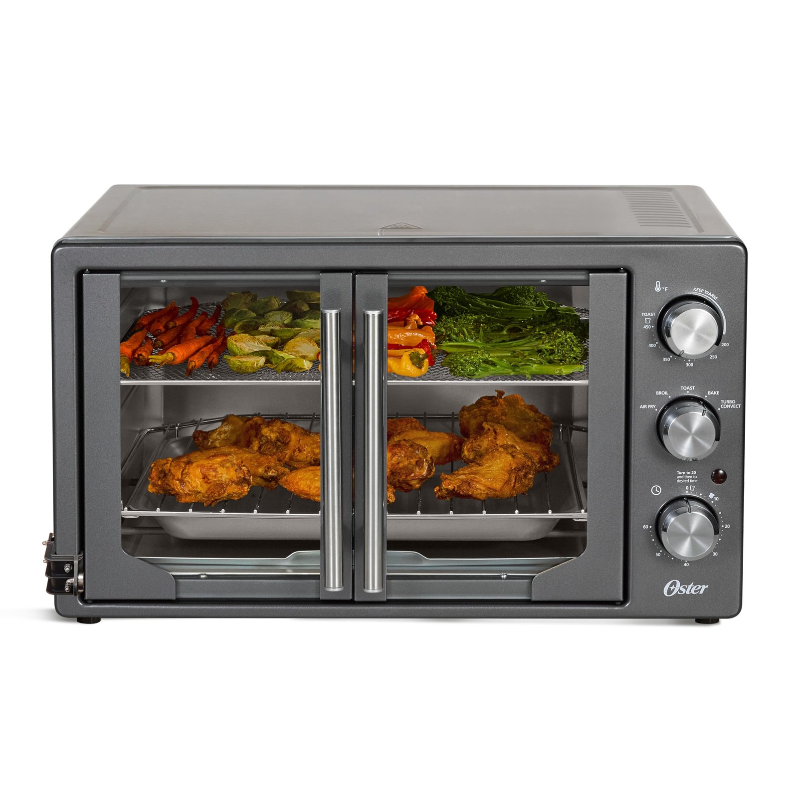 Oster Extra-Large 42L French Door Countertop Toaster Oven, 6-In-1 Air Fryer Oven Oster Extra-Large 42L French Door Countertop Toaster Oven, 6-In-1 Air Fryer Oven
