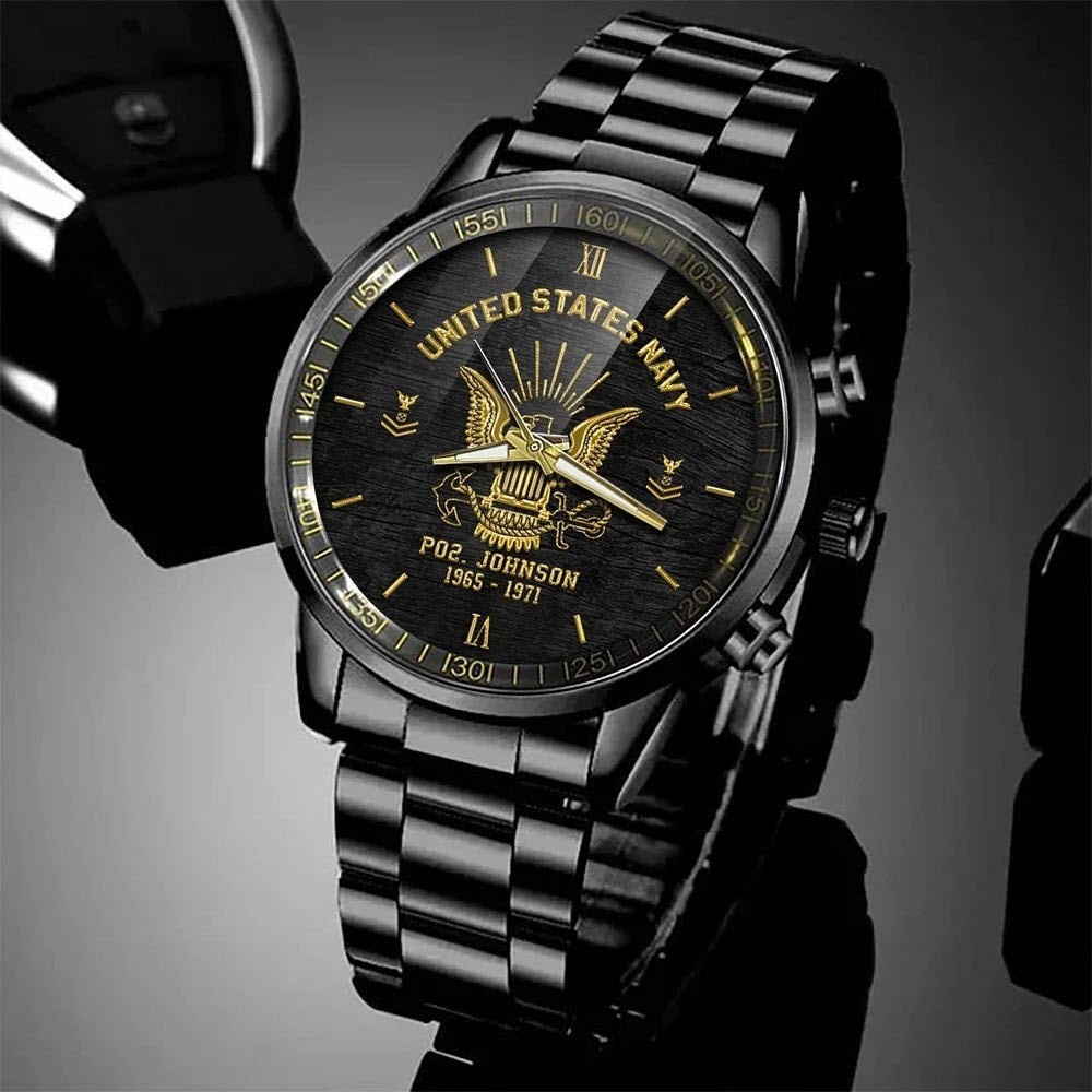 Personalized US Navy Veteran Watch, Military Watch, Proud Veteran Gift for Men