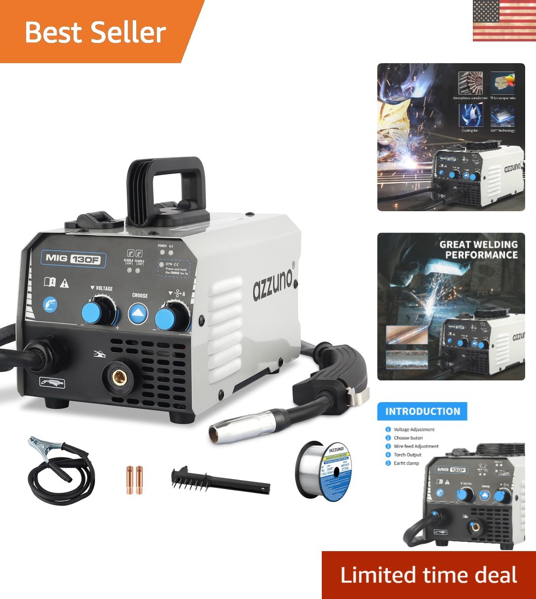 Lightweight 130A MIG Welder - Complete Kit for DIY & Professional Welding