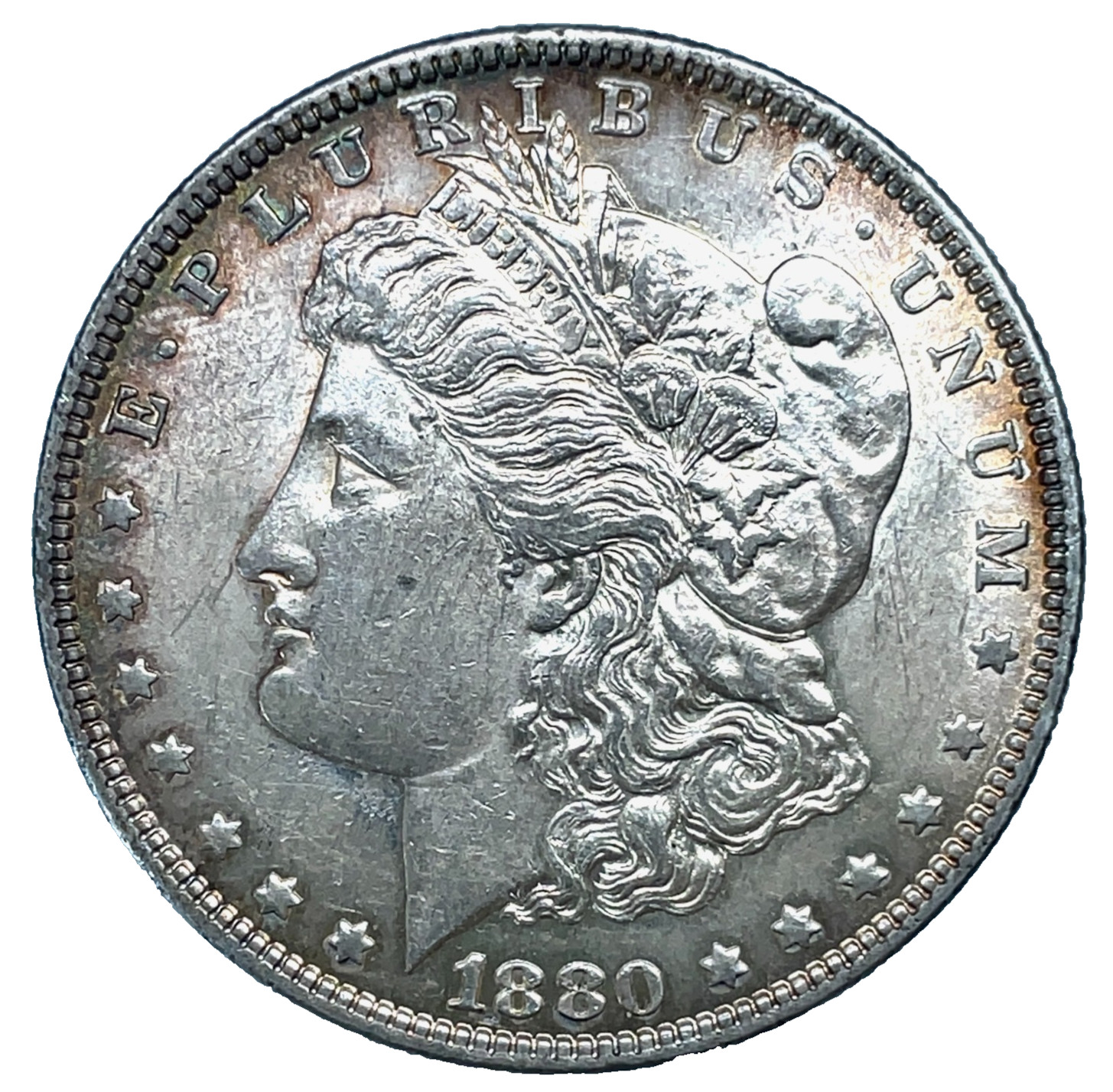 1880-O Morgan Silver Dollar Toned AU-UNC. $1 U.S Coin # 3082