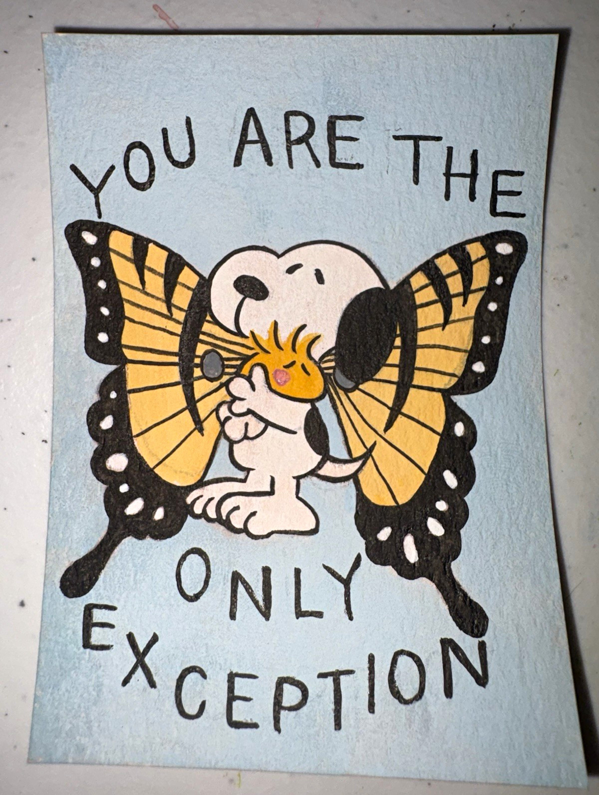 ACEO Original Gouache Painting - Snoopy & Wood Stock Only Exception ACEO Original Gouache Painting - Snoopy & Wood Stock Only Exception