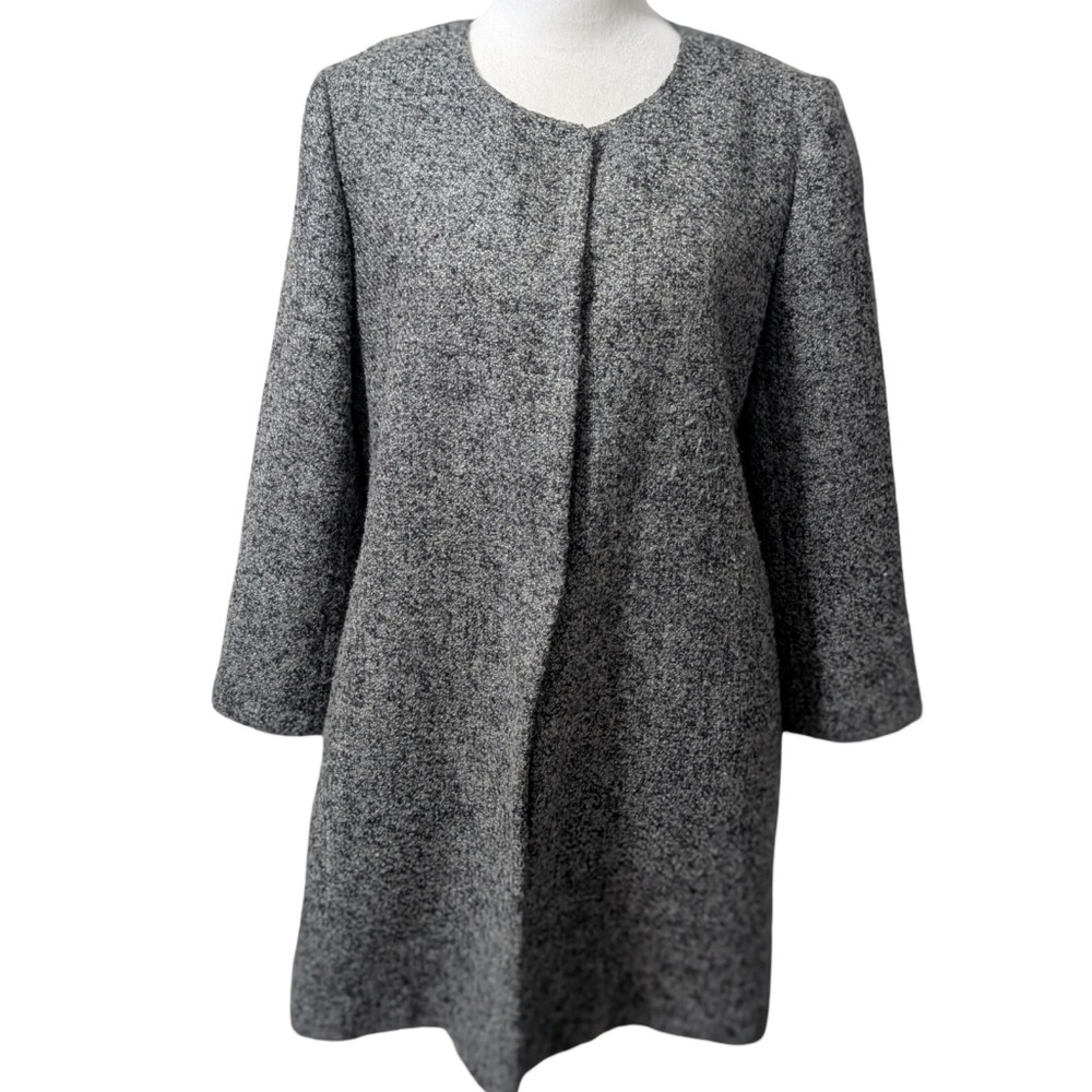 Chelsea28 Gray Collarless Swing Coat Size Medium