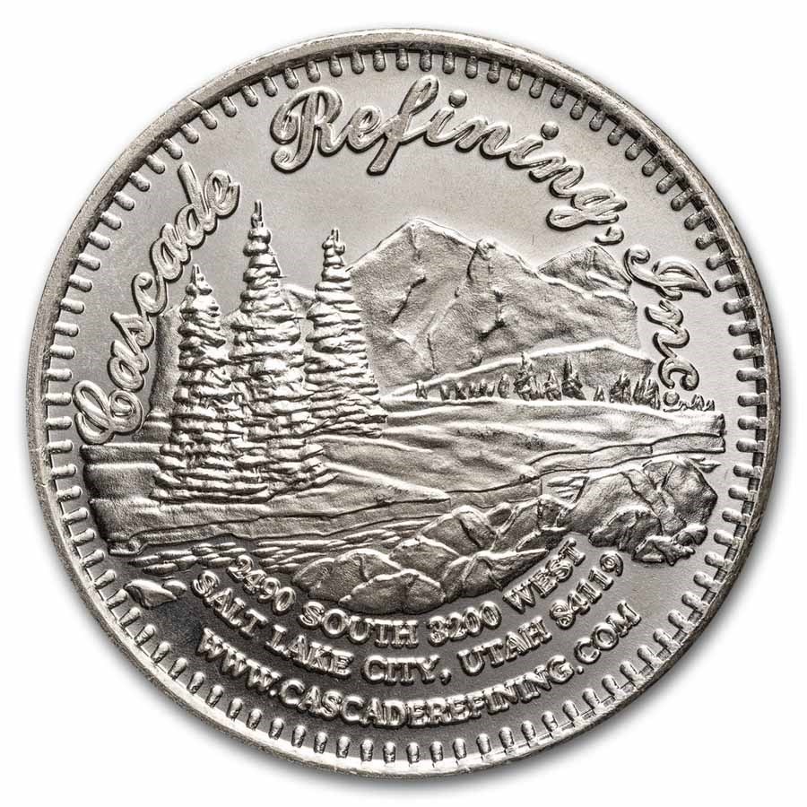 Cascade Refining Salt Lake City Utah 1oz .999 Silver Round ~ Cascade Refining Salt Lake City Utah 1oz .999 Silver Round ~