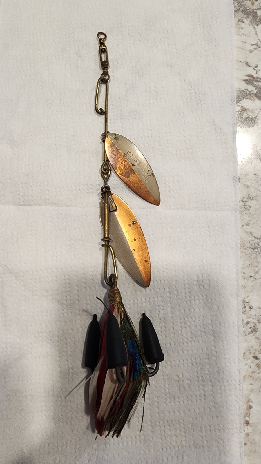 RARE PFLUEGER BEARCAT \'D\' 2-SPINNER ROOSTER TAIL FISHING LURE RARE PFLUEGER BEARCAT \'D\' 2-SPINNER ROOSTER TAIL FISHING LURE