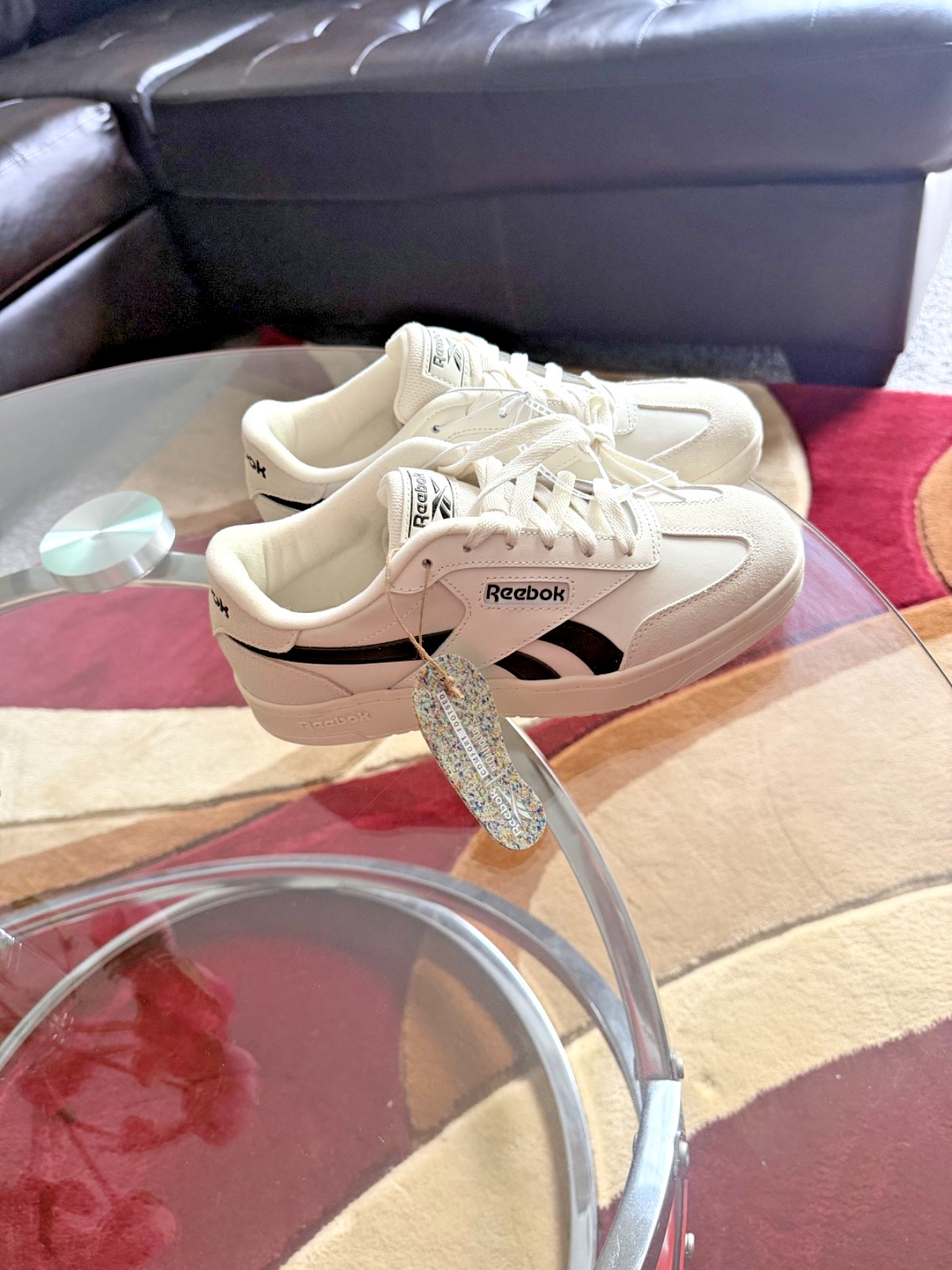 Reebok Lounger Men\'s Sneakers Size 8 Cream Black New Without Box Reebok Lounger Men\'s Sneakers Size 8 Cream Black New Without Box