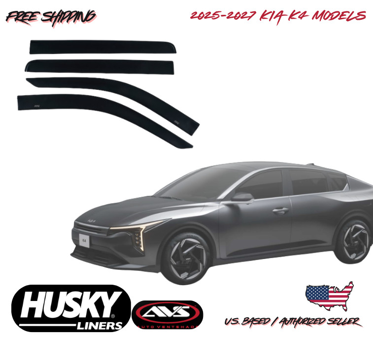 2025-2027 Kia K4 Low Profile Window Vent Visors Rain Guard Husky Liners 2025-2027 Kia K4 Low Profile Window Vent Visors Rain Guard Husky Liners