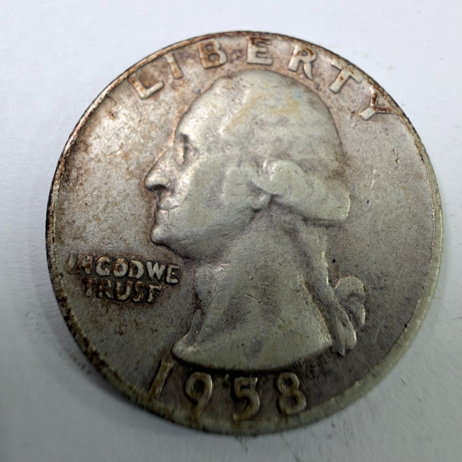 1958 D Washington Silver Quarter, Actual 90% Silver Coin Shown #12340 1958 D Washington Silver Quarter, Actual 90% Silver Coin Shown #12340