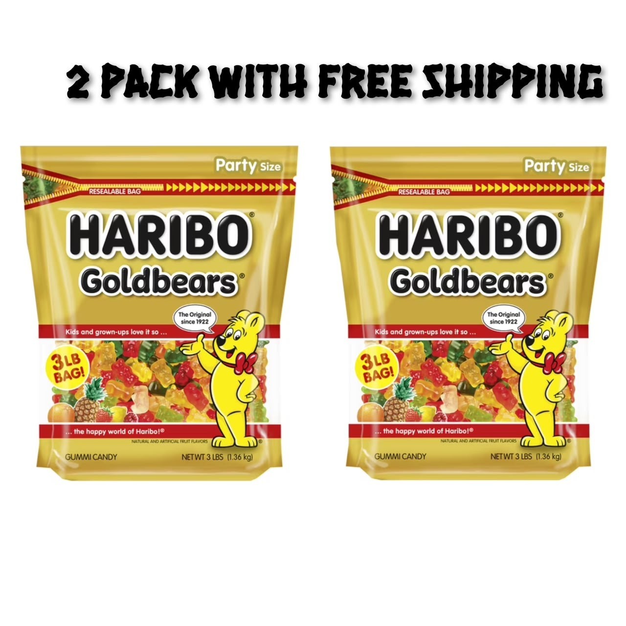 Haribo Goldbears Original Gummy Bears Bag, 3 Lb (2 Pack)