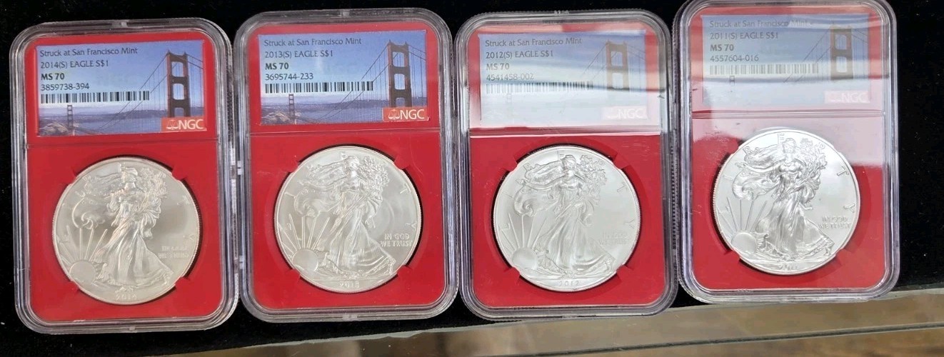2011 (S)-2014 (S) $1 American Silver Eagle NGC MS70 Red Core 🔥 Rare Collection