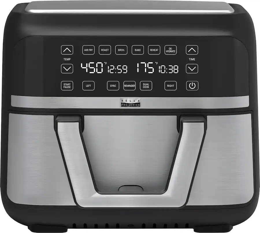 Bella Pro 9-Qt TriZone Touchscreen Air Fryer Dual Flex Basket - Stainless Steel Bella Pro 9-Qt TriZone Touchscreen Air Fryer Dual Flex Basket - Stainless Steel