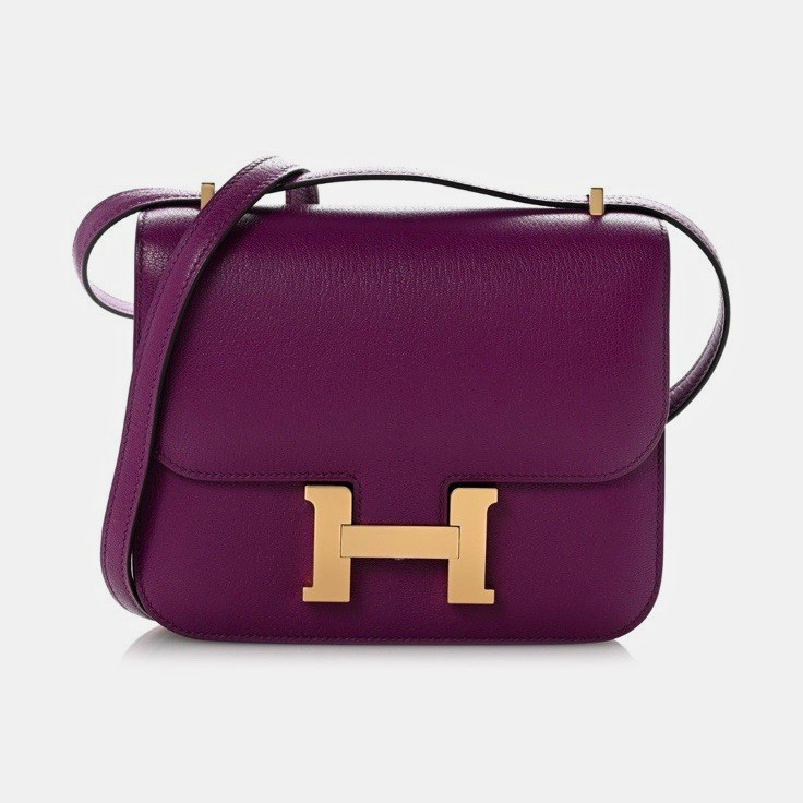 Hermès Constance Purple Crossbody Bag Gold-Tone H Hardware Push Lock Small Hermès Constance Purple Crossbody Bag Gold-Tone H Hardware Push Lock Small