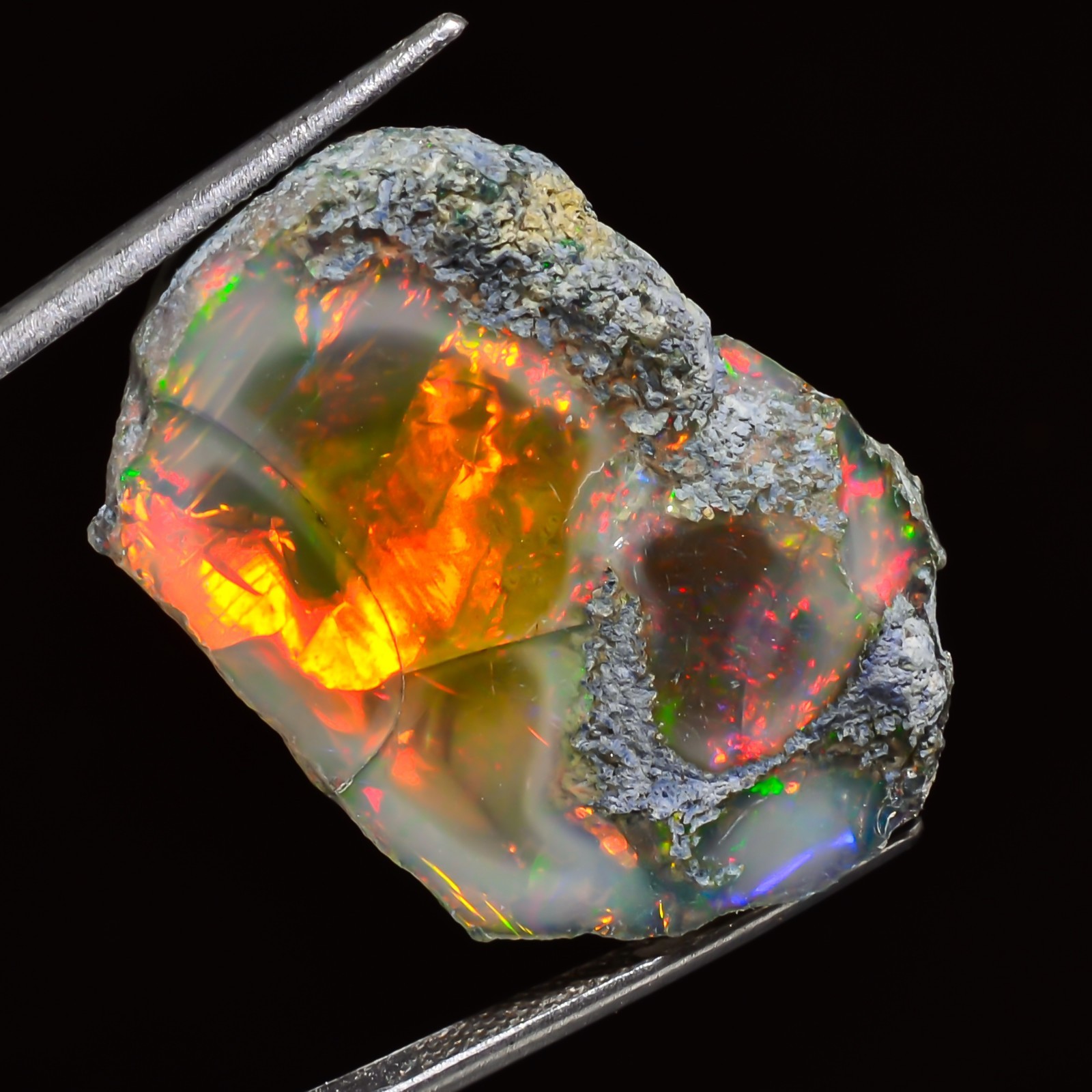 39.80 CTS 21X30X13 MM 100% Natural ETHIOPIAN Black OPAL ROUGH Welo Fire Gemstone