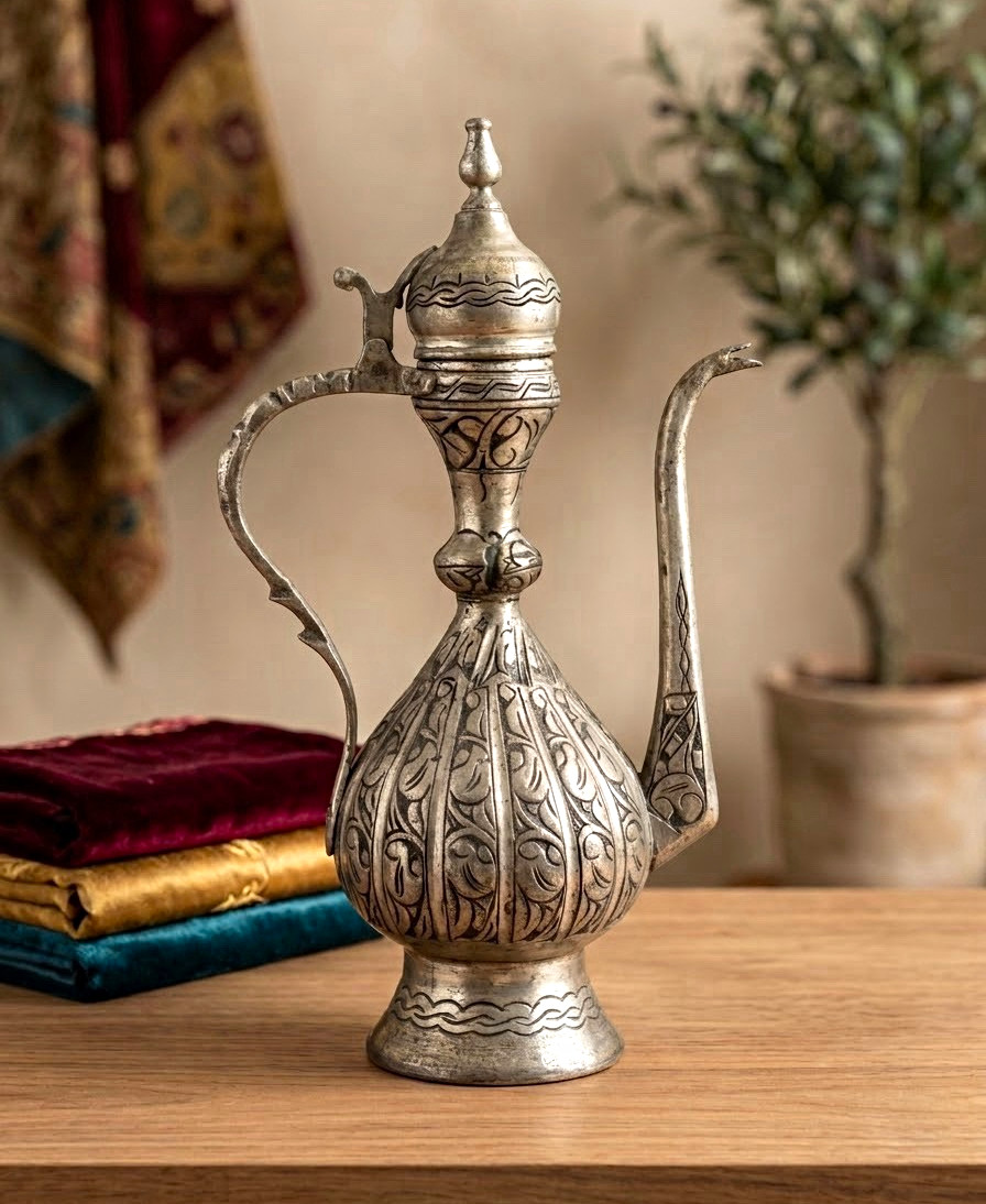 Antique Ottoman Style Engraved Brass Teapot/Ibriq – Handcrafted Metal Water Antique Ottoman Style Engraved Brass Teapot/Ibriq – Handcrafted Metal Water