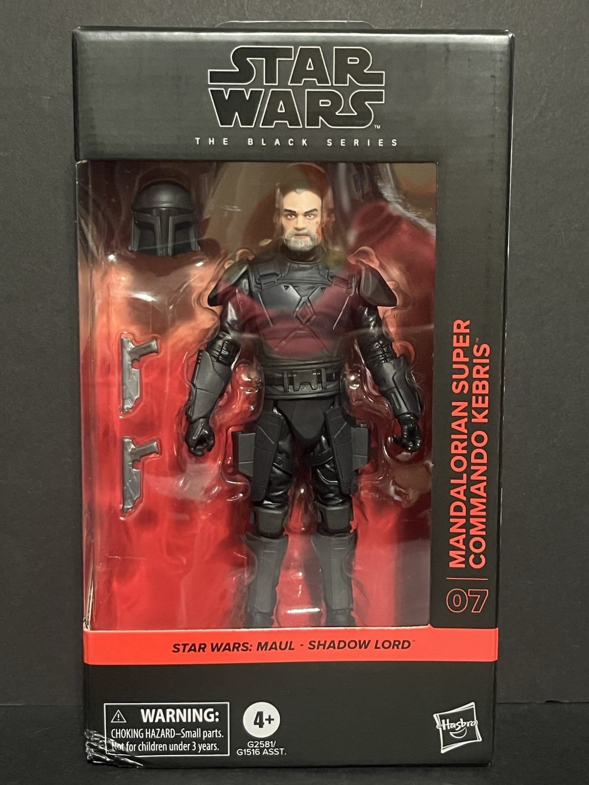 STAR WARS BLACK SERIES MANDALORIAN SUPER COMMANDO KEBRIS FIGURE #07 BOX FLAW