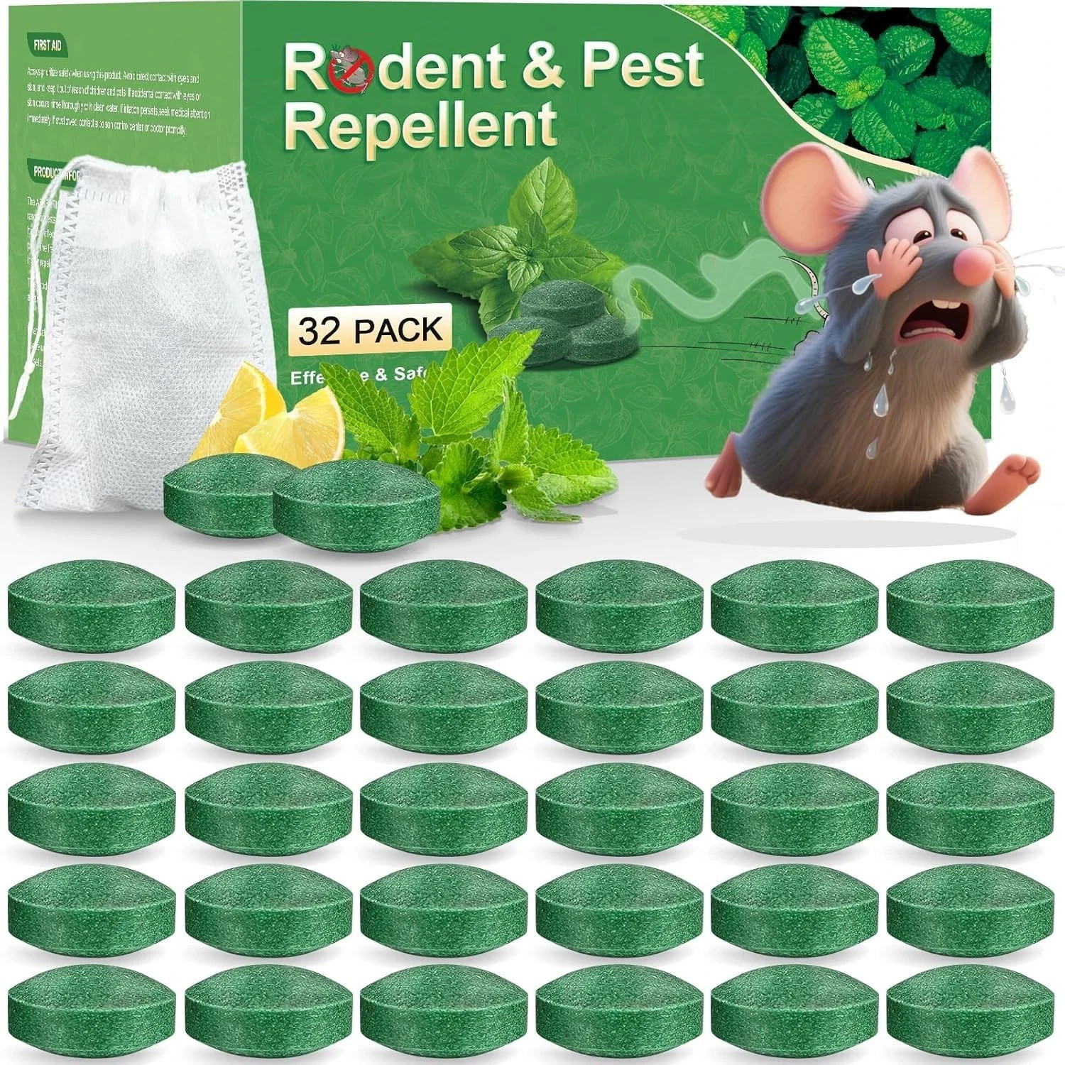 Vamoose Natural Rodent Repellent Peppermint Sachets 24 Pack Mouse Mice Pest - US Vamoose Natural Rodent Repellent Peppermint Sachets 24 Pack Mouse Mice Pest - US
