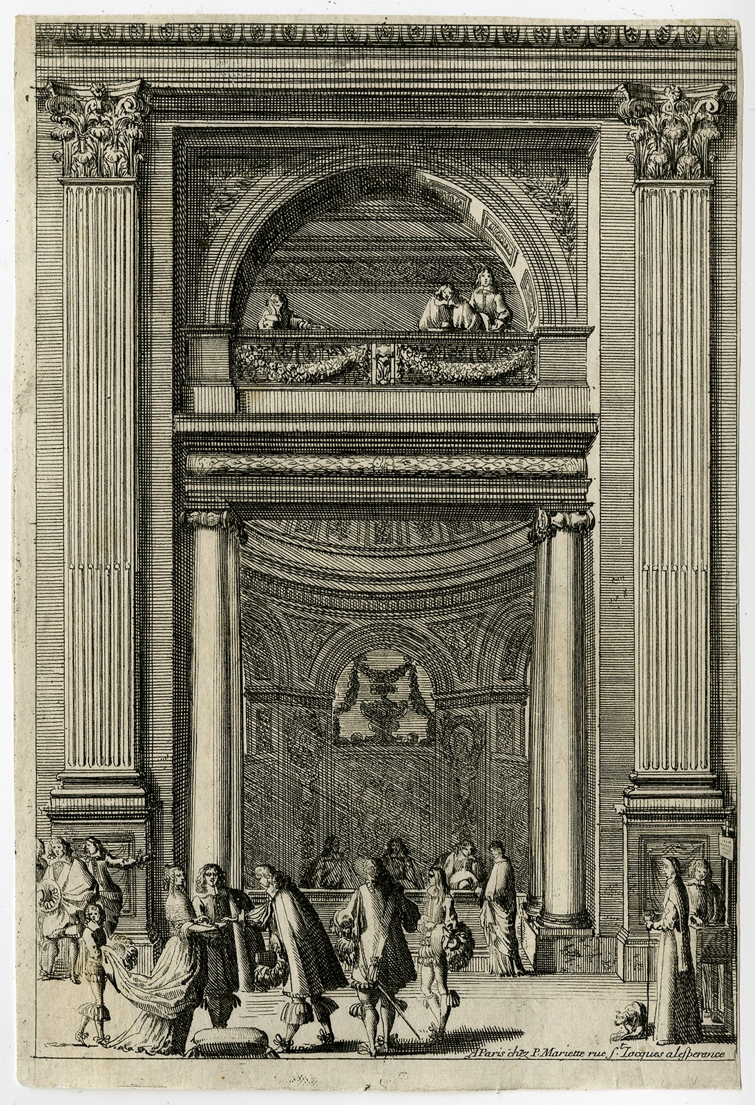 Antique Master Print-ARCHITECTURE-DESIGN-GATE-ENTRY-Le Pautre-c. 1650