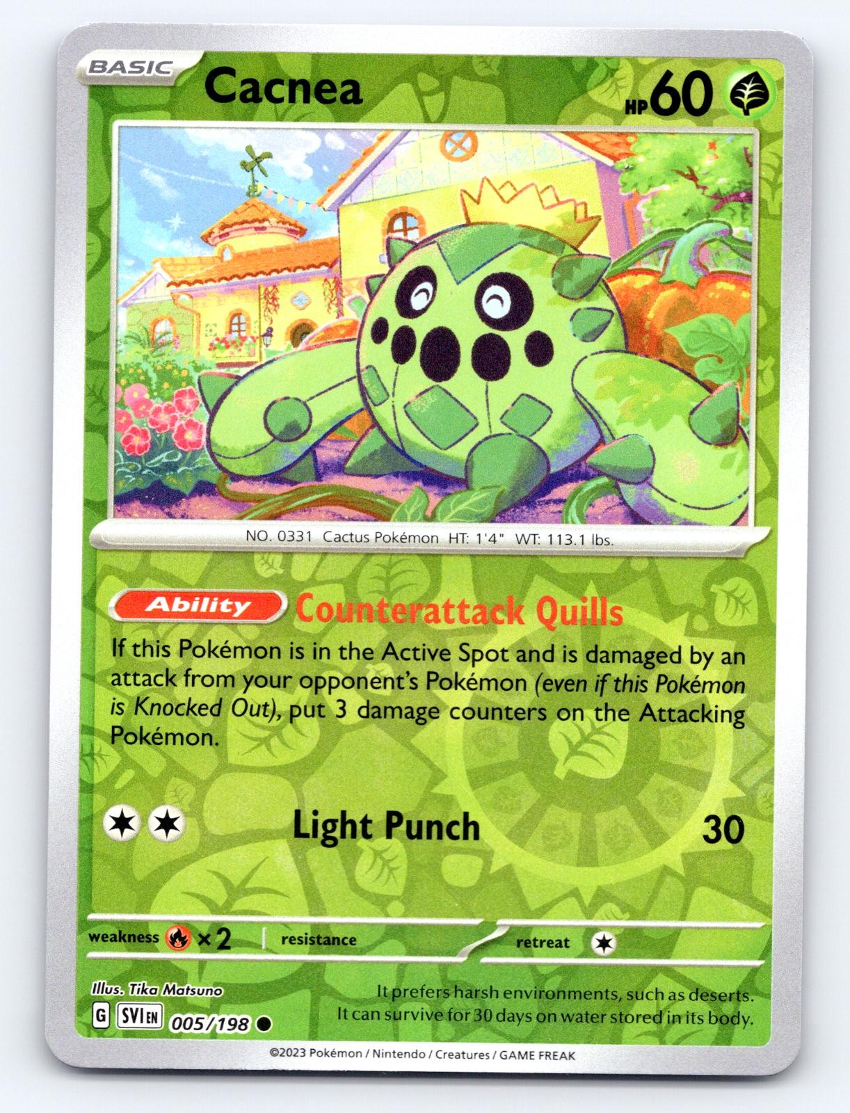 Cacnea 005/198 Common Scarlet & Violet Pokemon Reverse Holo Lightly Played