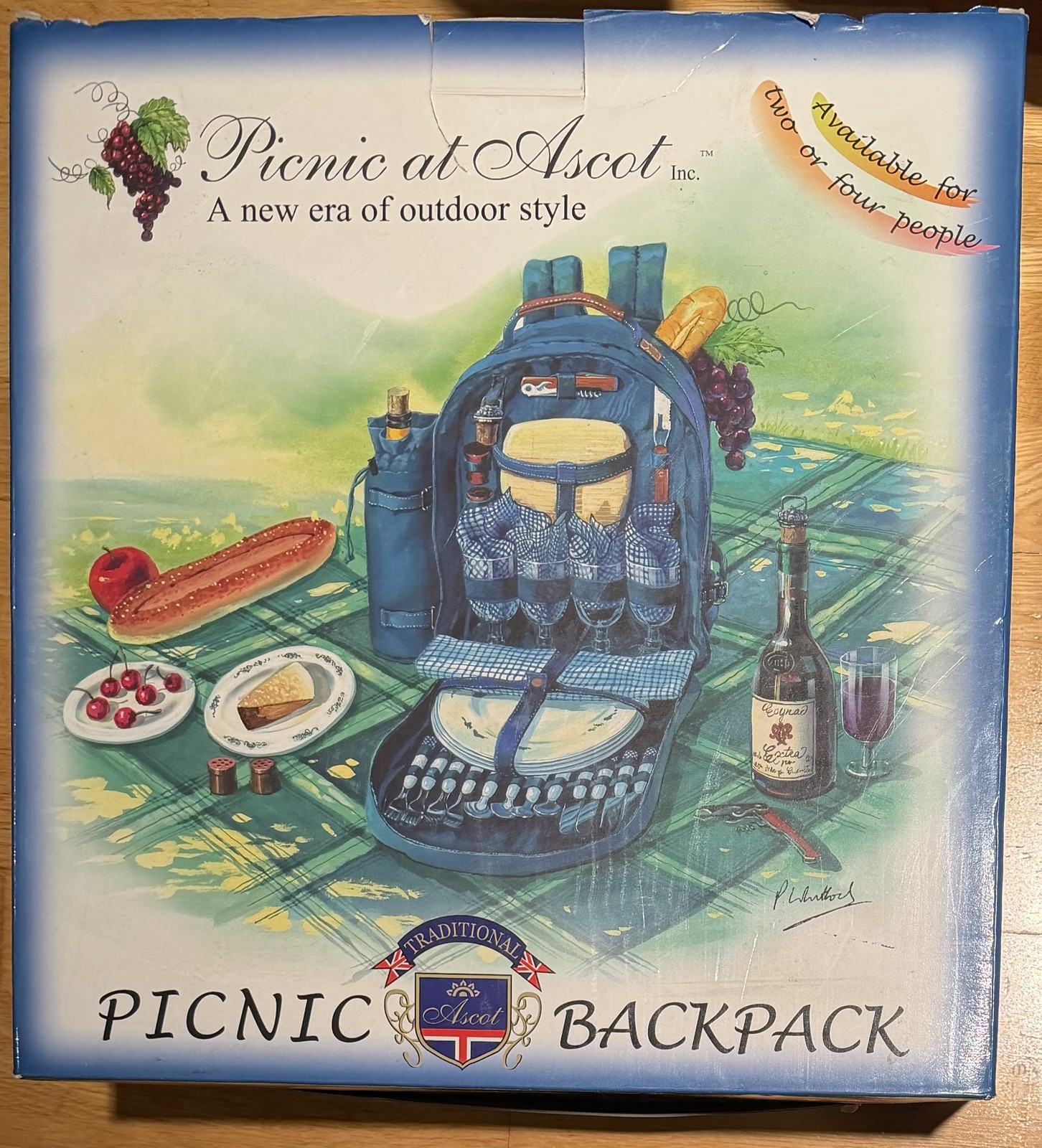 New Picnic at Ascot Original Picnic Backpack Service for Four Blue Summer in box New Picnic at Ascot Original Picnic Backpack Service for Four Blue Summer in box