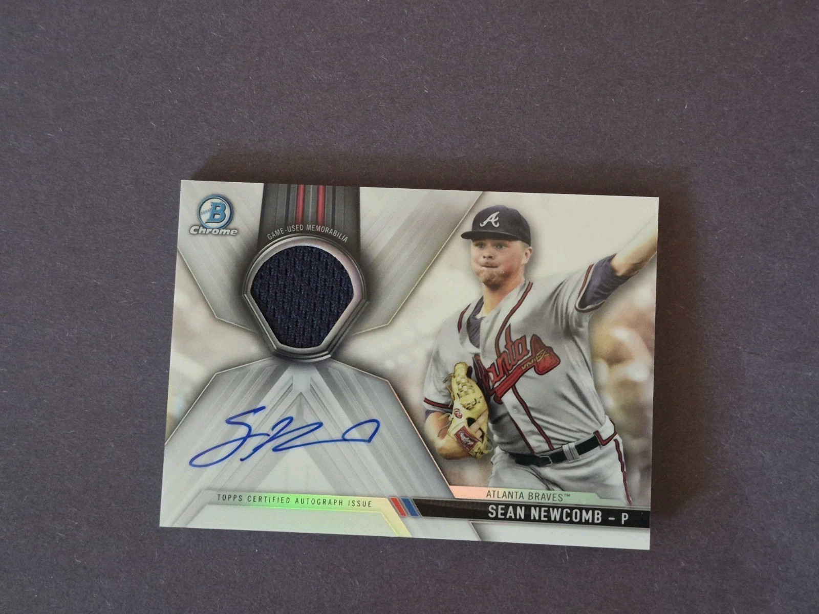 2017 Bowman Chrome - Chrome Auto Relics Sean Newcomb #CAR-SN /150 (AU, MEM, RC)