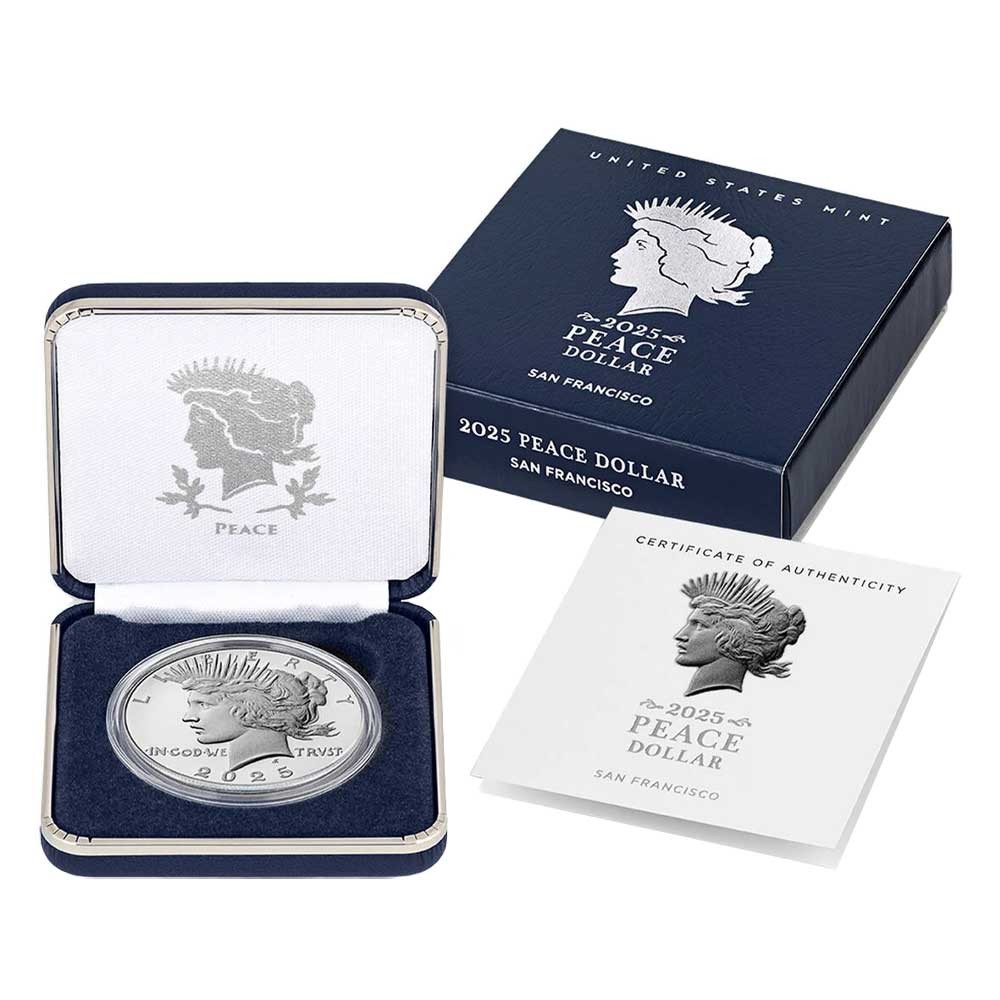 2025-S Proof $1 Peace Silver Dollar Box, OGP & COA