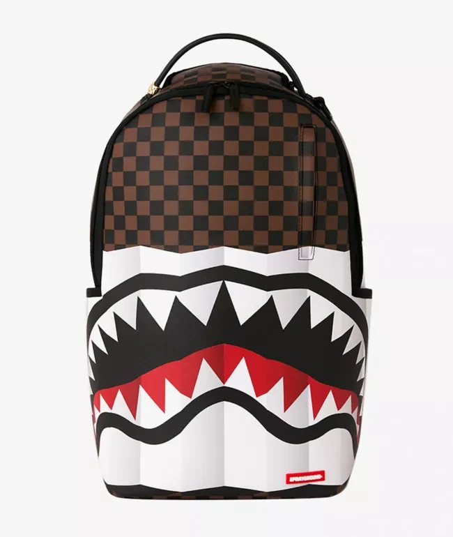 Sprayground ACCORDION CHECKERED Backpack🔥New Black Large Bookbag School Bag