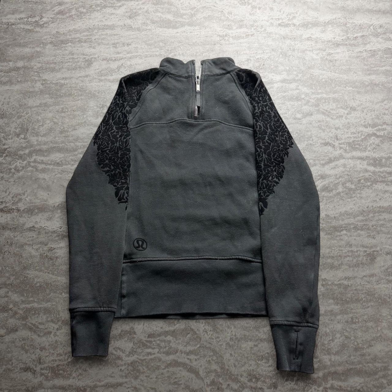 Lululemon Gray Floral Mesh Sleeve Quarter-Zip Pullover