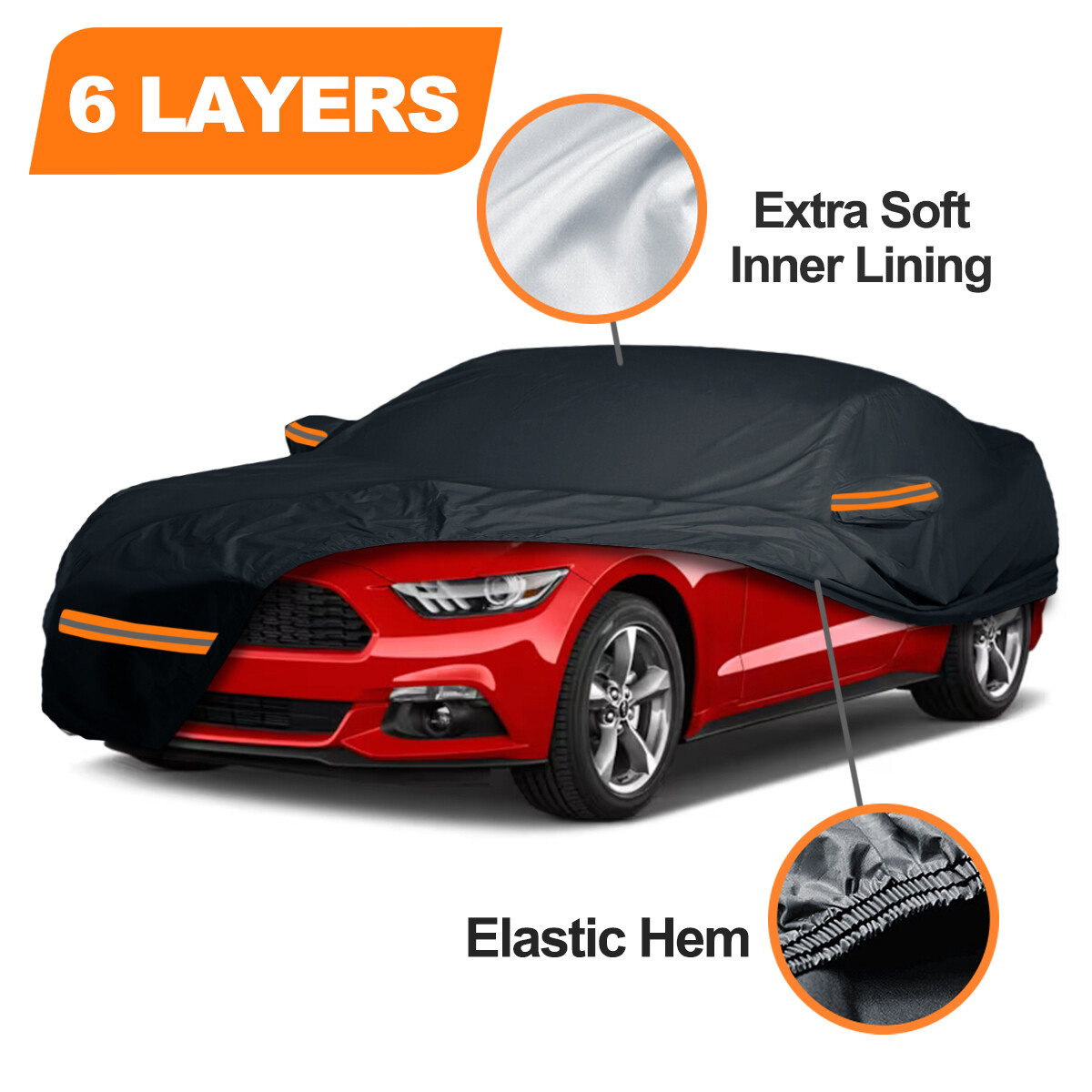 COLICO 6 Layer CUSTOM FOR Ford Mustang Car Cover Outdoor 100% Waterproof Weather