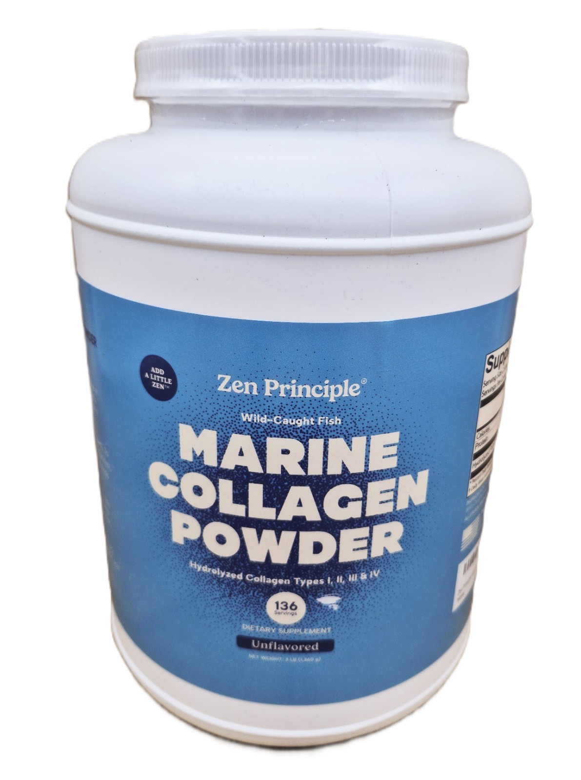 Zen Principle Marine Collagen Peptides Powder 3 lb. Wild-Caught Fish, Non-GMO...