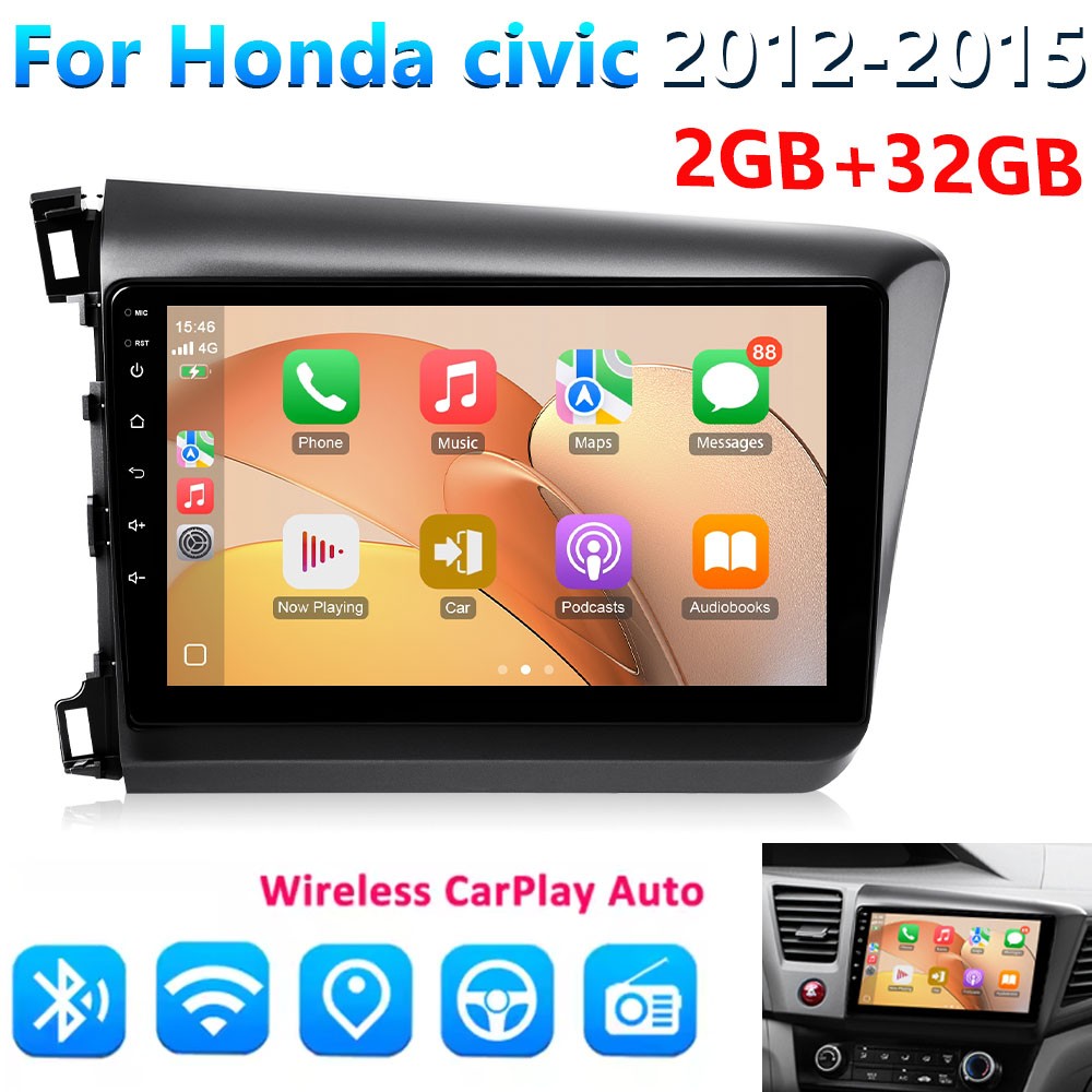 Android 13 Car Stereo Radio for Honda Civic 2012-2015 Carplay GPS WIFI W/Camera
