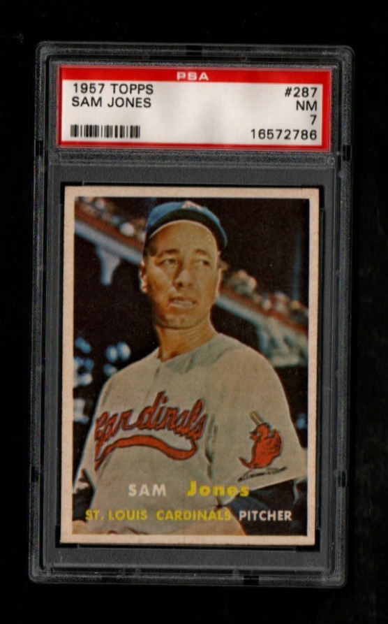 Sam Jones #287 1957 Topps Baseball Card - Graded PSA 7 NM