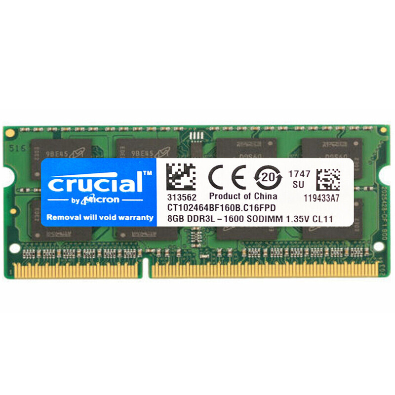 CRUCIAL DDR3L 8GB 16GB 32GB 1600 MHz PC3-12800 Laptop Memory RAM SODIMM 204-Pin