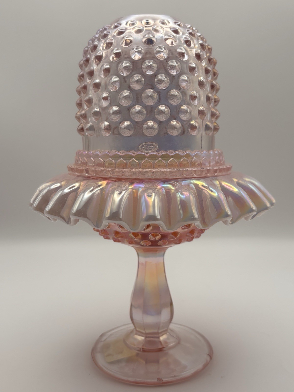 VTG Fenton Champagne Hobnail 3pc Pedestal Fairy Lamp 95th Anniversary MINT VTG Fenton Champagne Hobnail 3pc Pedestal Fairy Lamp 95th Anniversary MINT